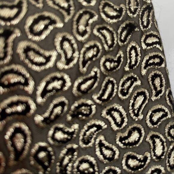 Tibi Jacquard Pleated Gold Black Metallic Paisley Mini Skirt Size 2 - Picture 8 of 8